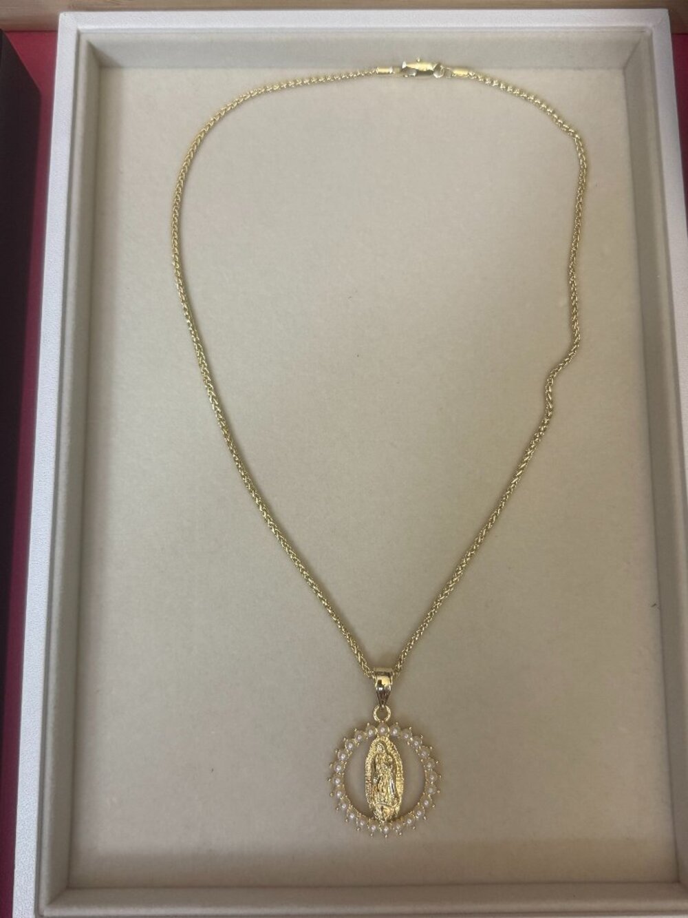 18K Gold-Filled Pure Pearl Round Guadalupe Pendant